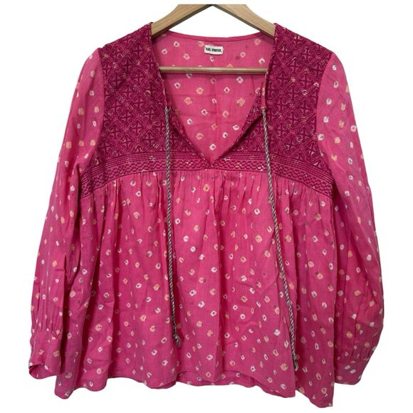 V.DE.VINSTER Tier Cotton Blouse Pink Size M - Picture 1 of 11